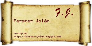 Ferster Jolán névjegykártya